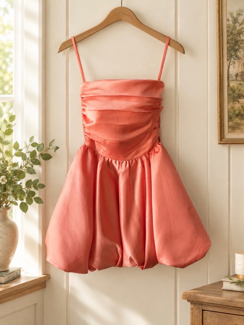 Stacee’s Coral Pink Bubble Hem Dress – Size 2